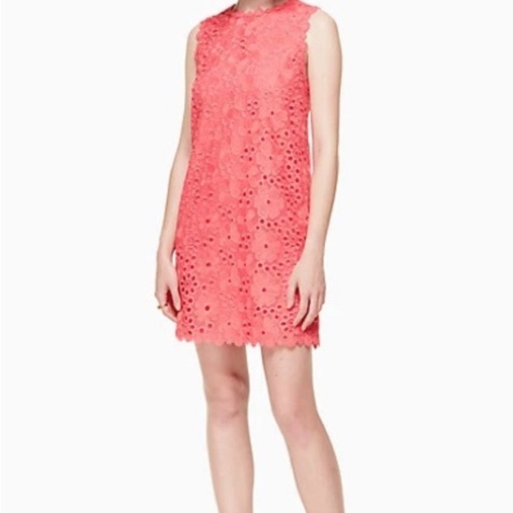 Kate Spade Coral Lace Shift Dress Size 0 - Picture 2 of 13